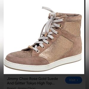 Jimmy Choo Glittering Gold and Tan Sneakers 39